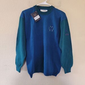Pringle Sports Of Scotland 100% Wool Sweater Sz Small Preppy Crest Academia Nwt